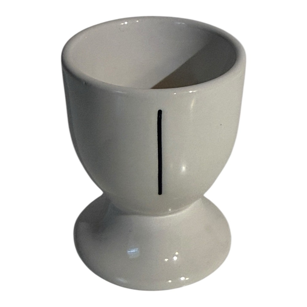 RAE DUNN by Magenta - Ivory "I" EGG CUP Egg Holder‎ Stoneware 2.5"H Mint Cond